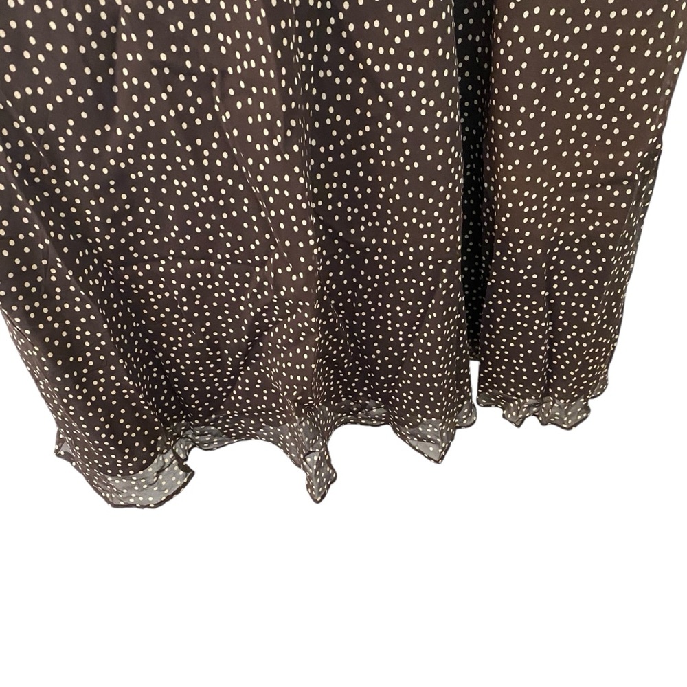 Adriana Papell 100% Silk Brown and White Polka Dot Maxi Dress - Picture 4 of 9